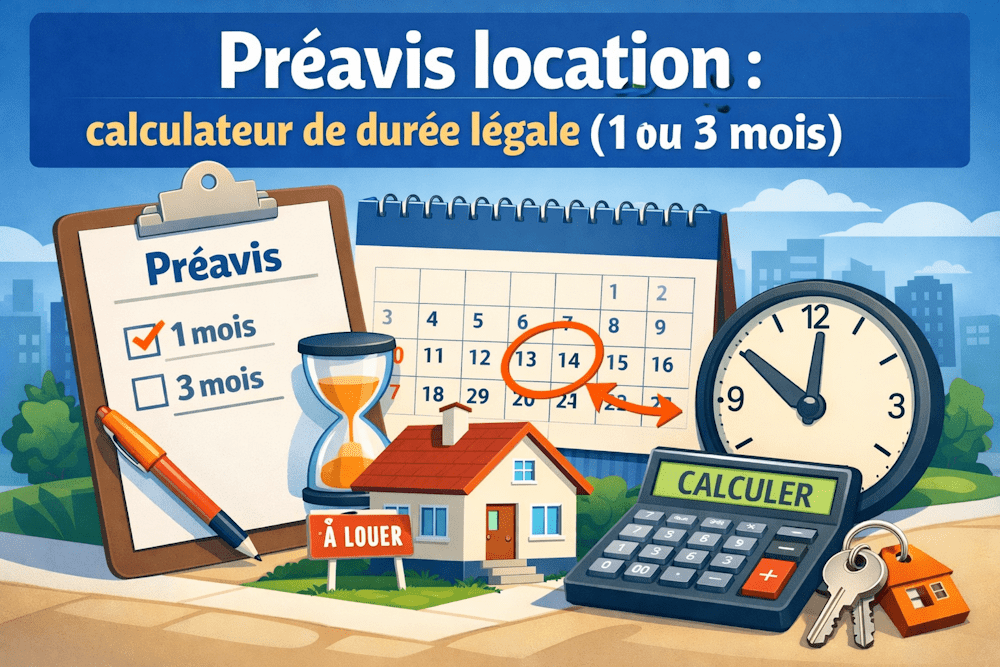 Préavis location : calculateur de durée légale (1 ou 3 mois)