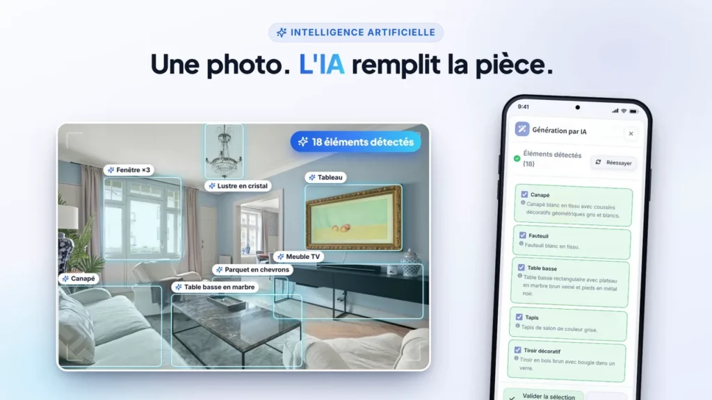 Démo vidéo de Habyl, l'IA détecte et décrit les éléments d'une pièce à partir d'une photo